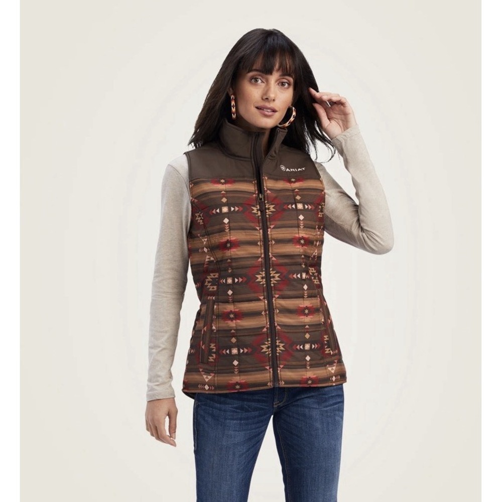 Ariat Crius Insulated Vest Womens M Southwestern Aztec Puffer Concealed Pocket